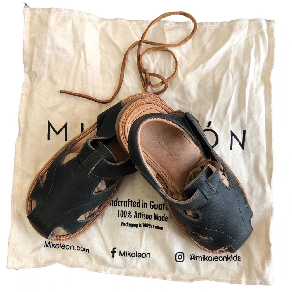 Mikoleon Leather “Rancher” Artisan Made Sandals Navy Blue